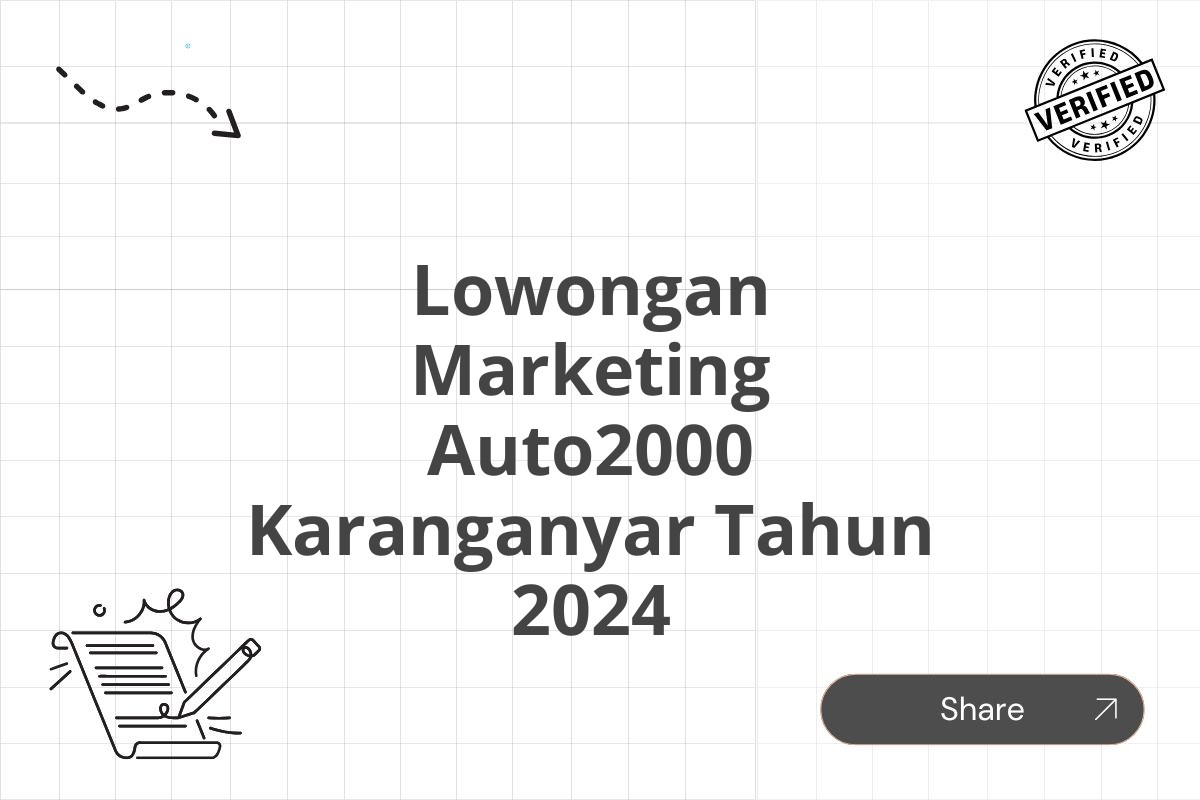 Lowongan Marketing Auto2000 Karanganyar Tahun 2024