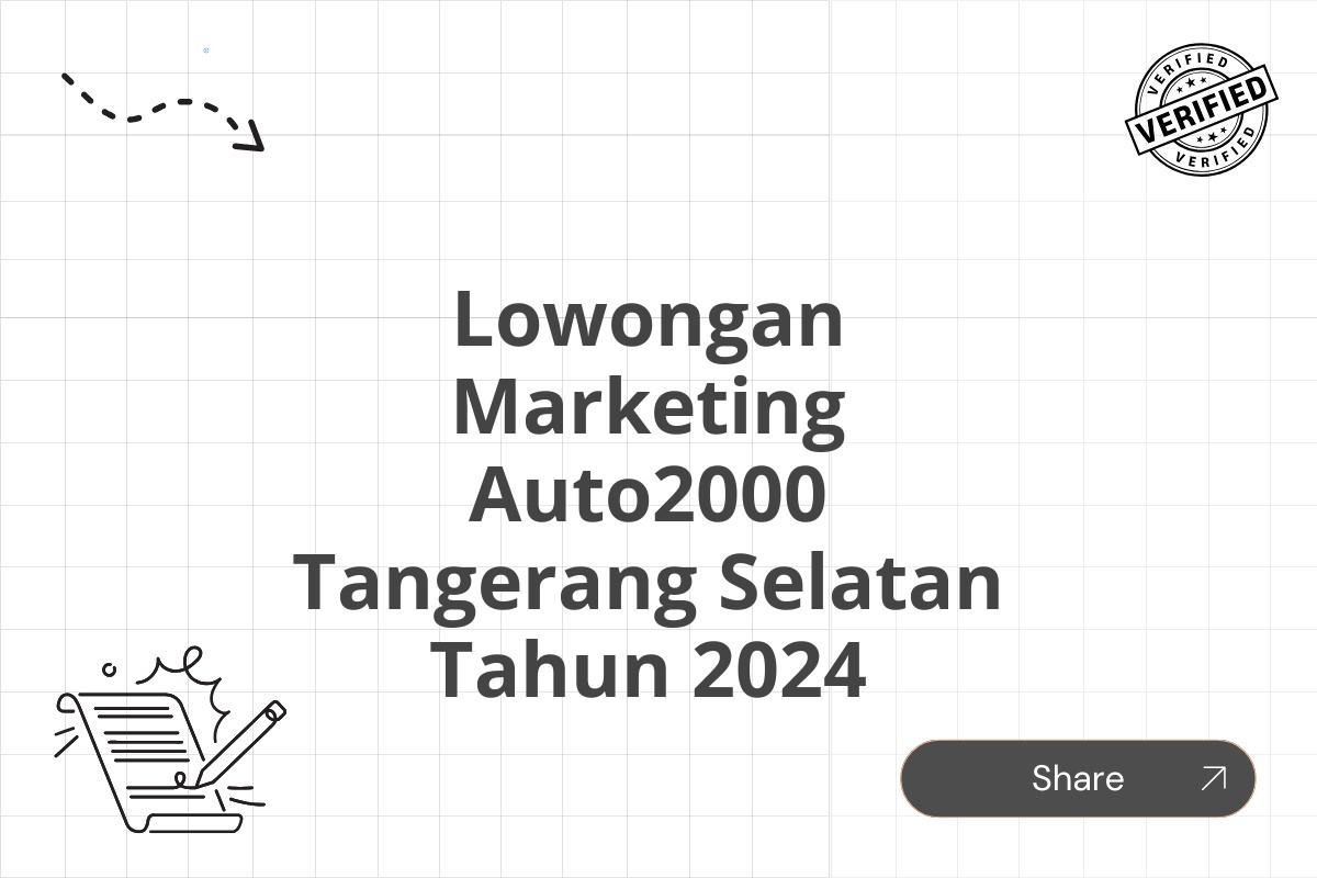 Lowongan Marketing Auto2000 Tangerang Selatan Tahun 2024