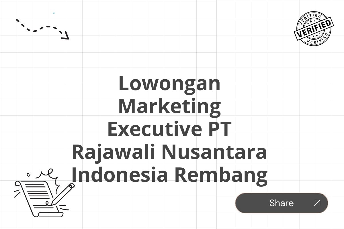 Lowongan Marketing Executive PT Rajawali Nusantara Indonesia Rembang