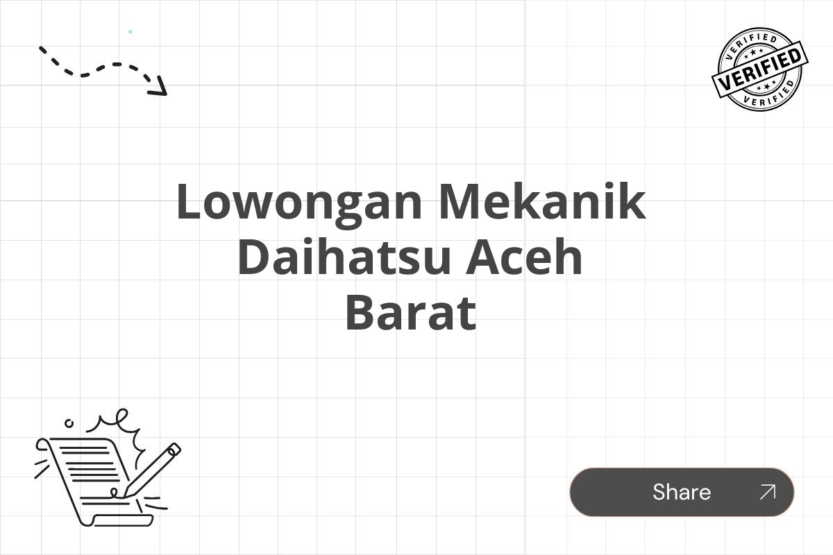 Lowongan Mekanik Daihatsu Aceh Barat