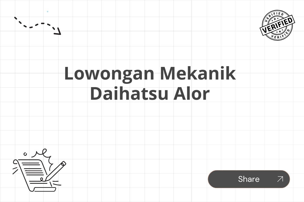 Lowongan Mekanik Daihatsu Alor