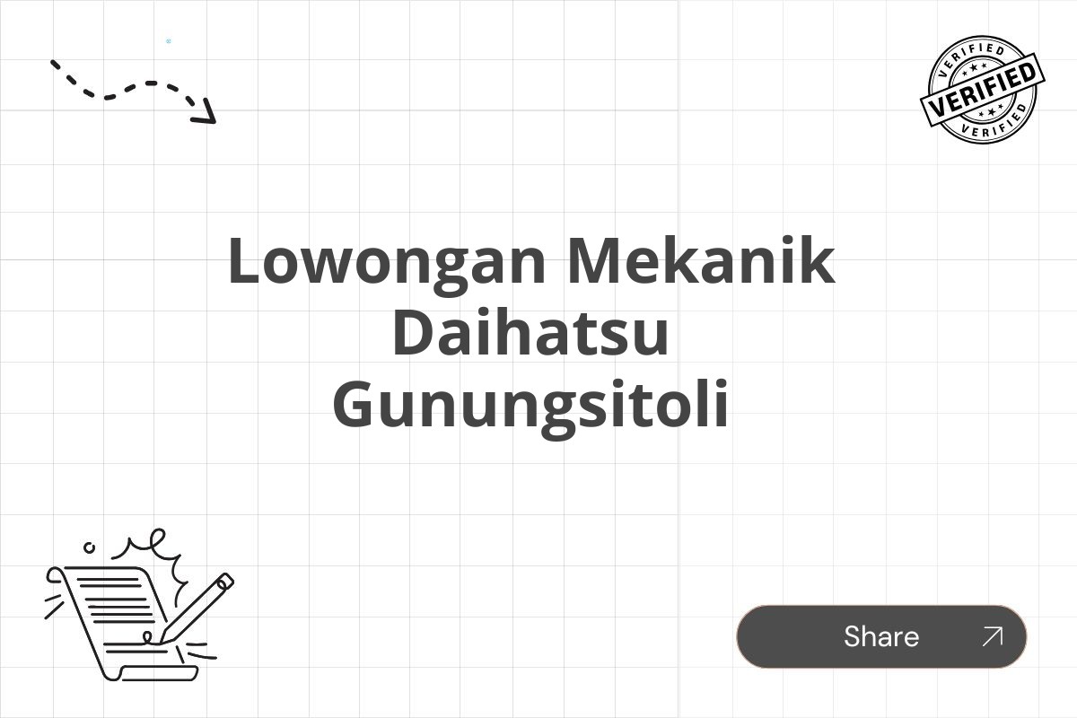 Lowongan Mekanik Daihatsu Gunungsitoli