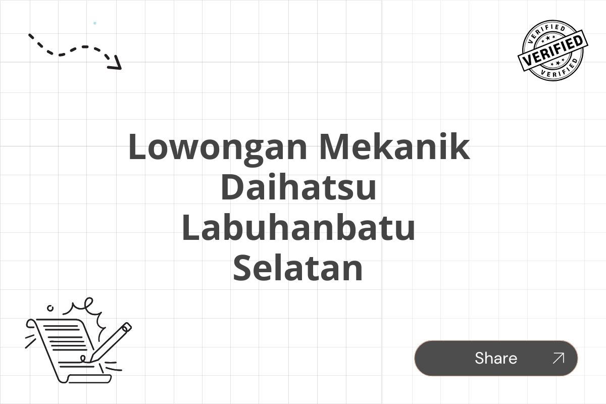Lowongan Mekanik Daihatsu Labuhanbatu Selatan