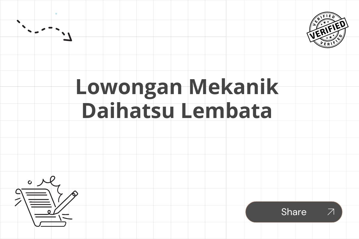 Lowongan Mekanik Daihatsu Lembata