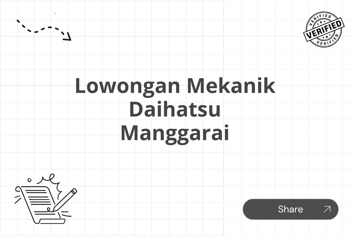 Lowongan Mekanik Daihatsu Manggarai
