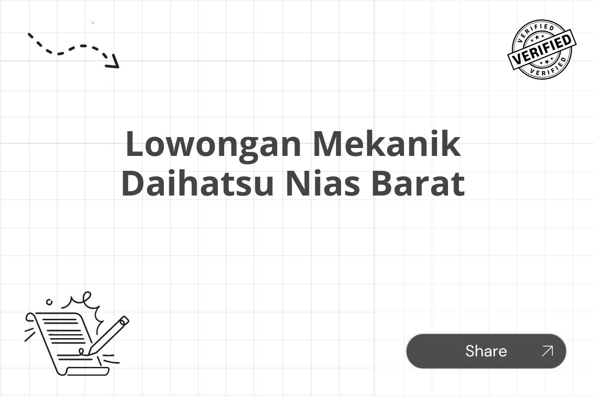 Lowongan Mekanik Daihatsu Nias Barat