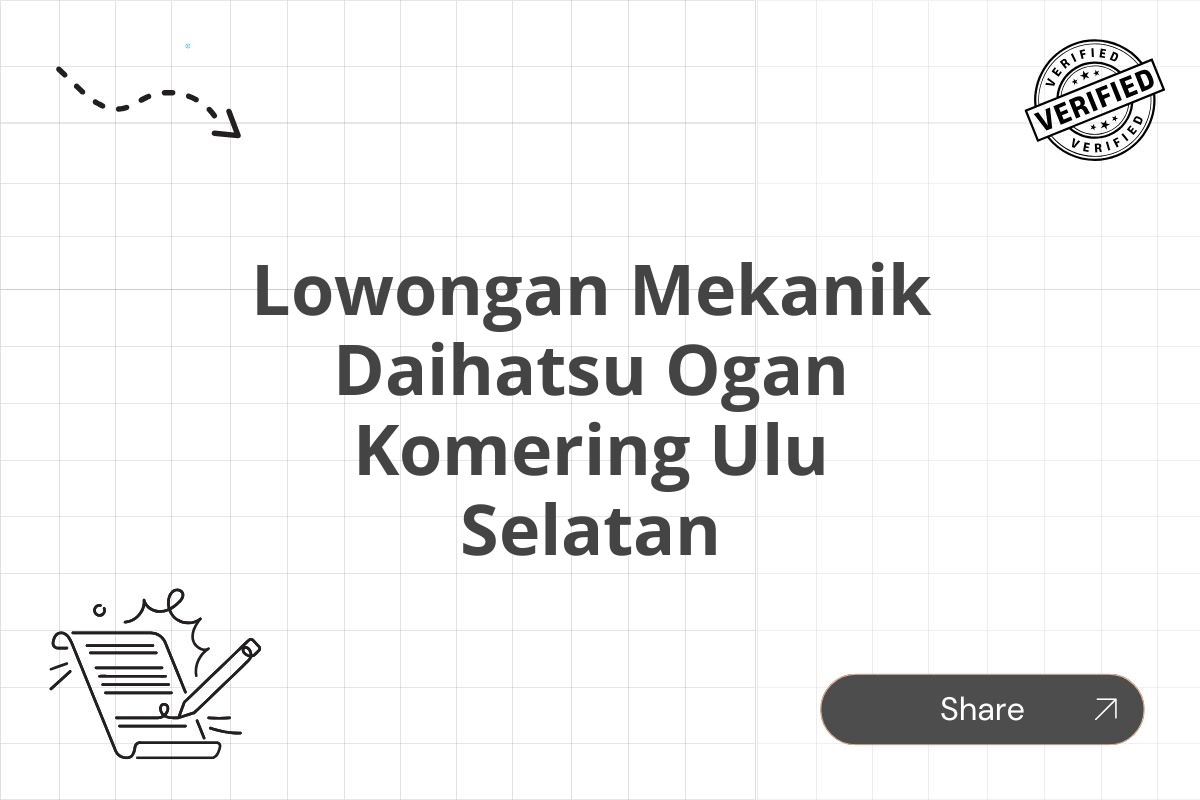 Lowongan Mekanik Daihatsu Ogan Komering Ulu Selatan