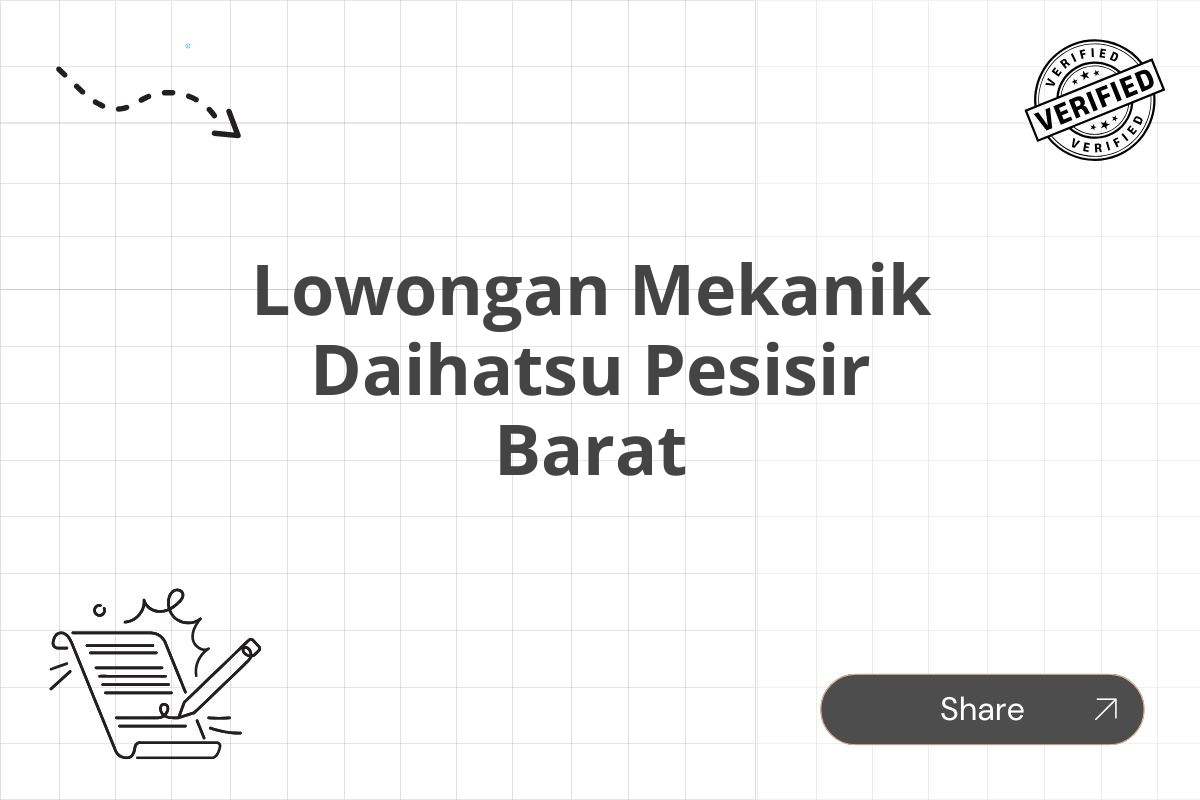 Lowongan Mekanik Daihatsu Pesisir Barat