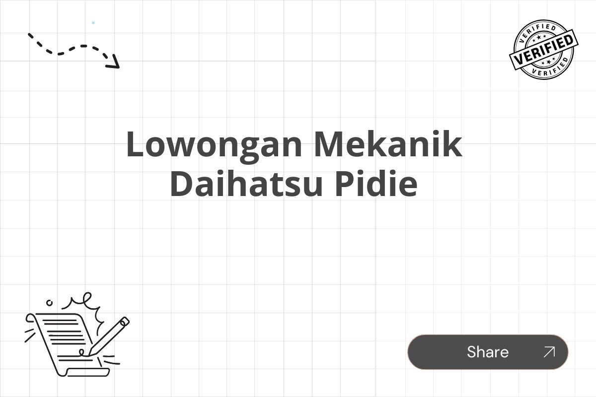 Lowongan Mekanik Daihatsu Pidie