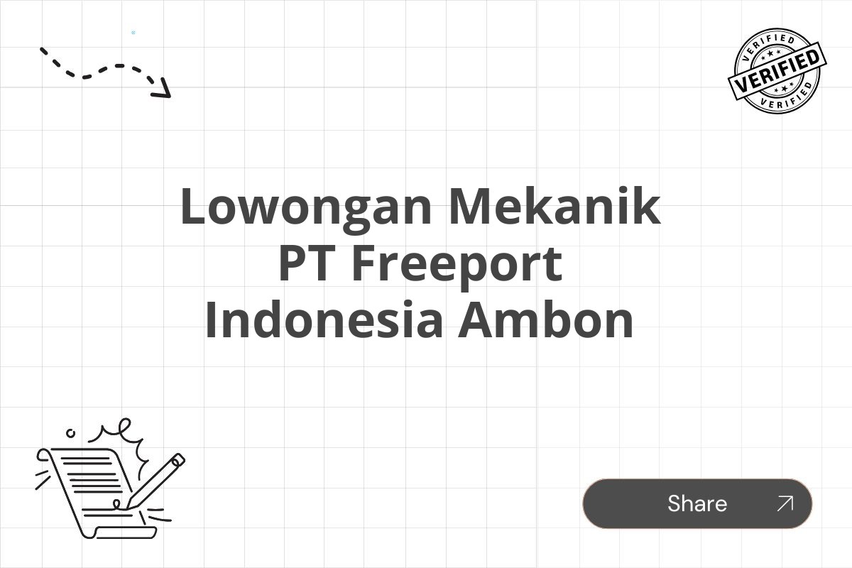 Lowongan Mekanik PT Freeport Indonesia Ambon