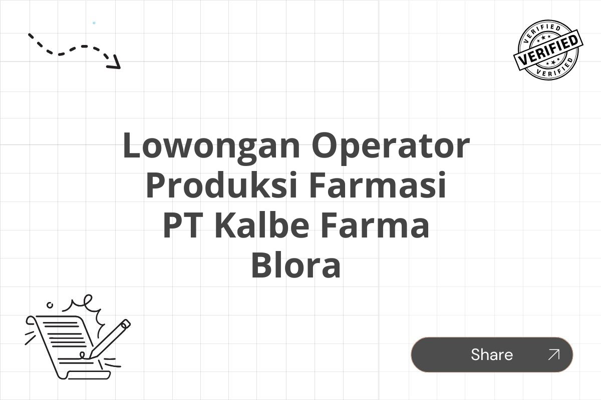 Lowongan Operator Produksi Farmasi PT Kalbe Farma Blora