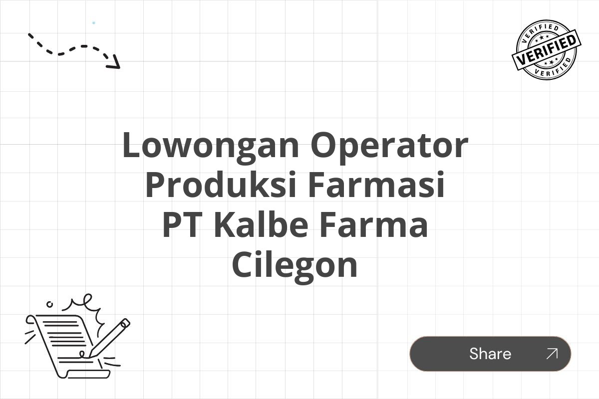 Lowongan Operator Produksi Farmasi PT Kalbe Farma Cilegon
