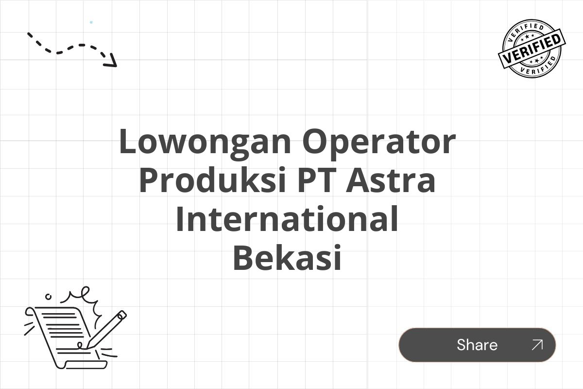 Lowongan Operator Produksi PT Astra International Bekasi