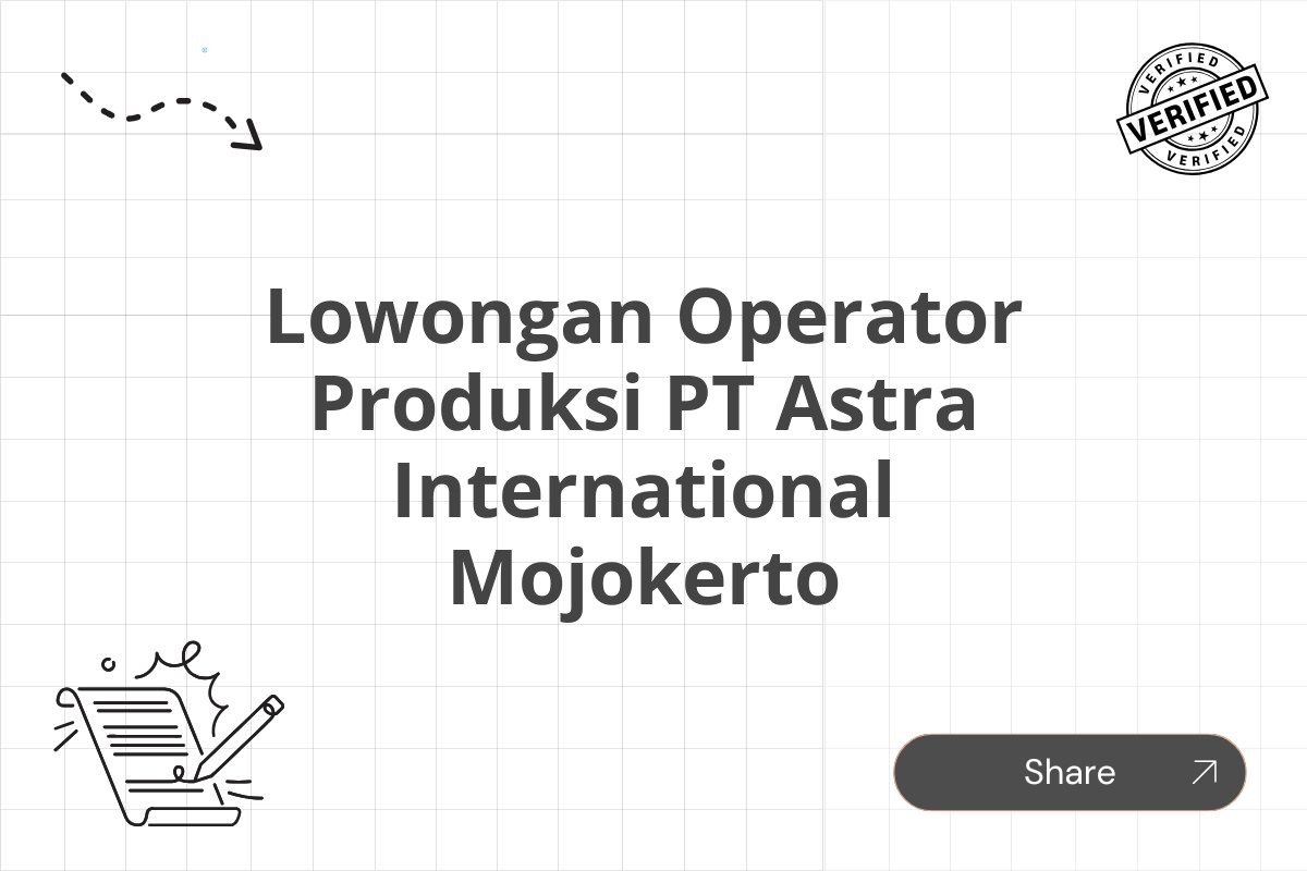 Lowongan Operator Produksi PT Astra International Mojokerto