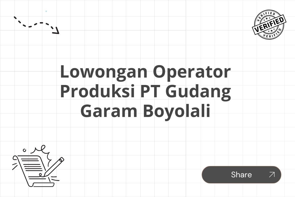 Lowongan Operator Produksi PT Gudang Garam Boyolali