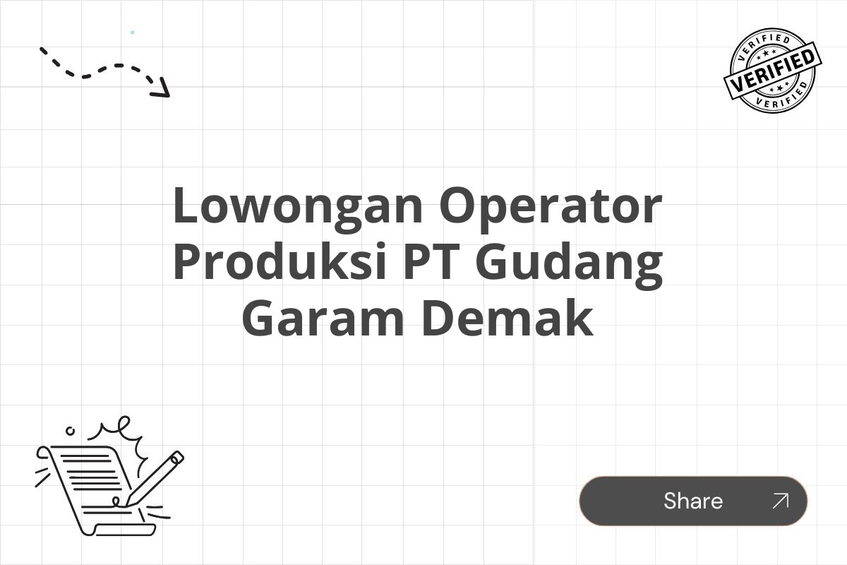 Lowongan Operator Produksi PT Gudang Garam Demak