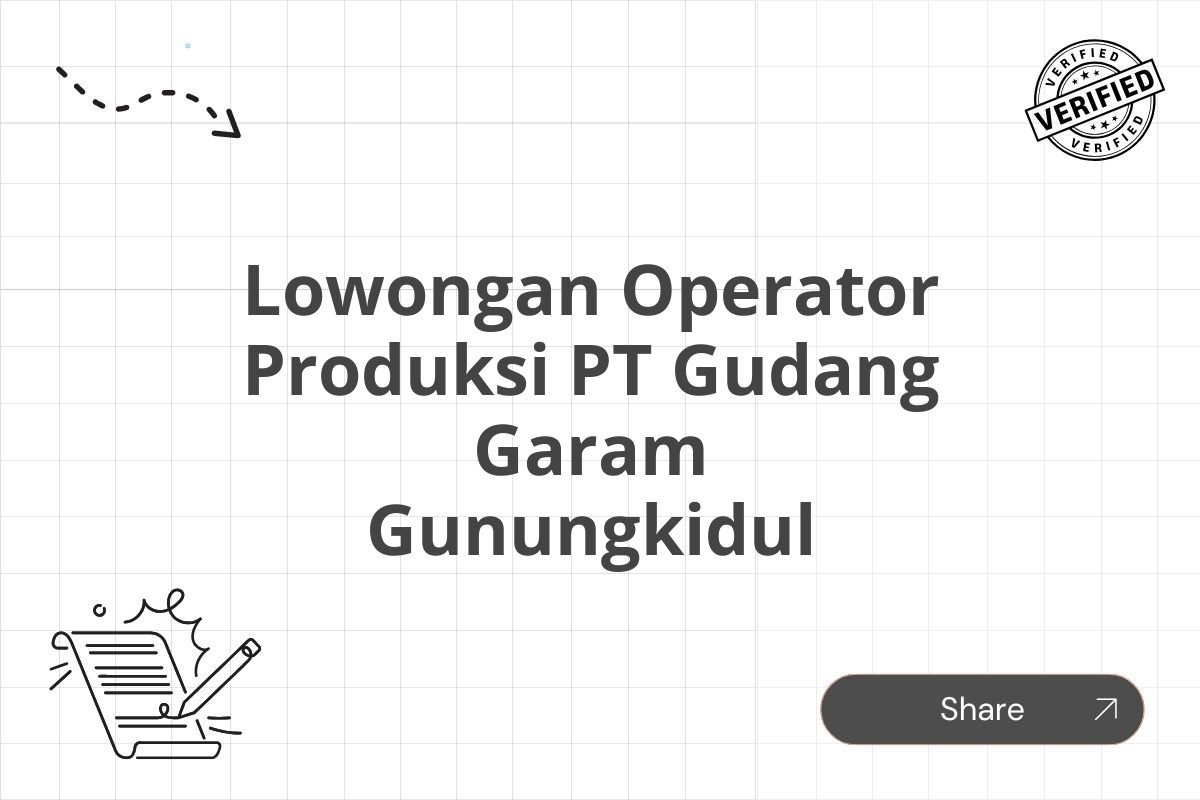 Lowongan Operator Produksi PT Gudang Garam Gunungkidul