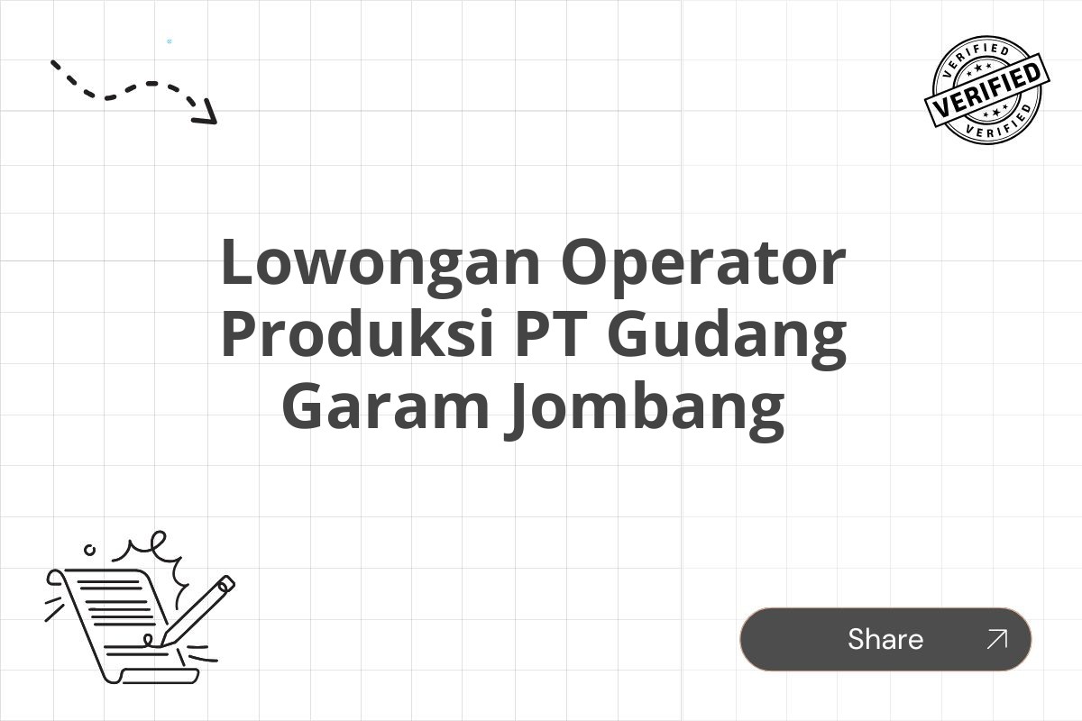 Lowongan Operator Produksi PT Gudang Garam Jombang