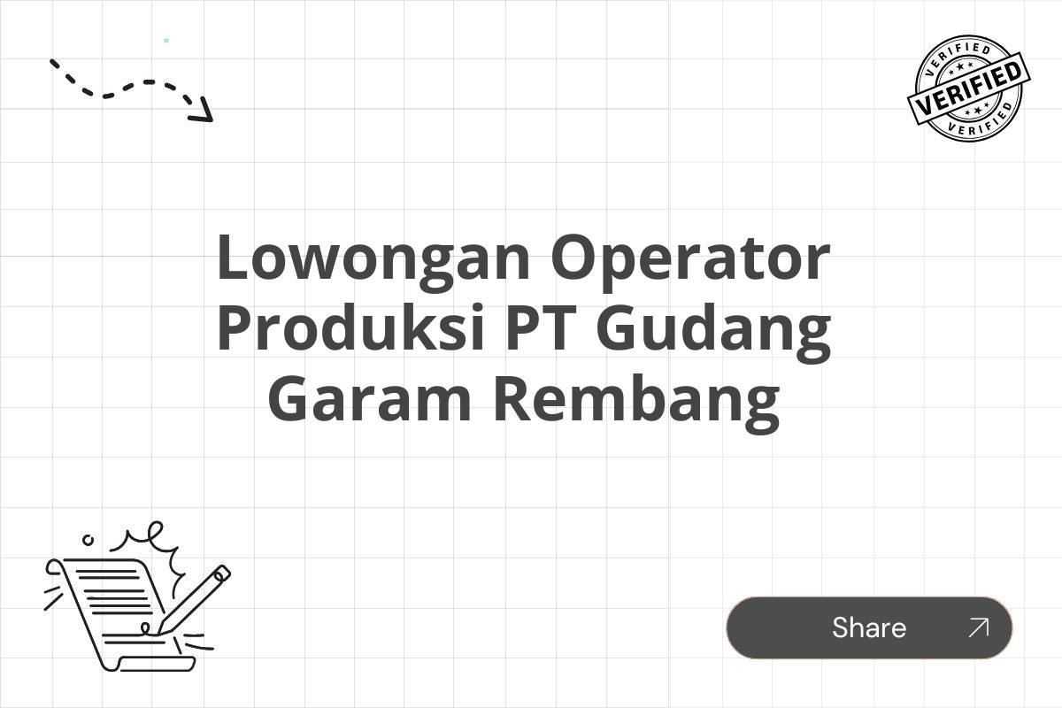 Lowongan Operator Produksi PT Gudang Garam Rembang