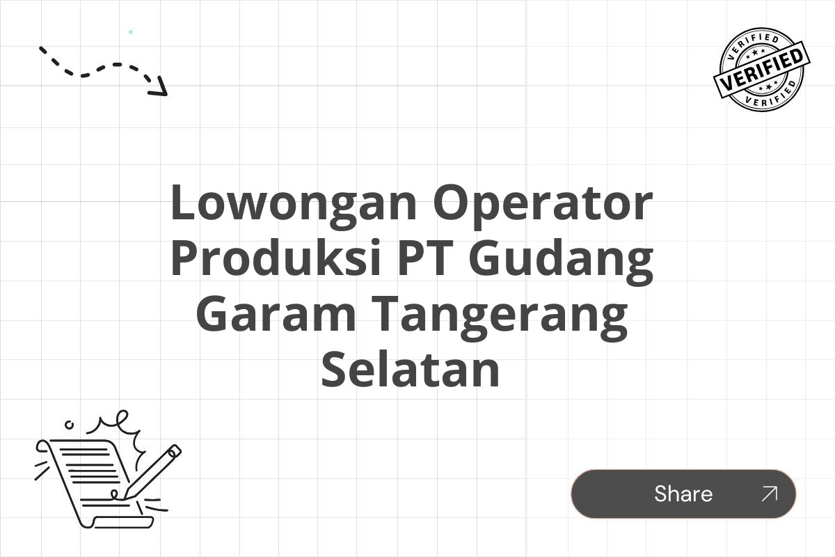 Lowongan Operator Produksi PT Gudang Garam Tangerang Selatan