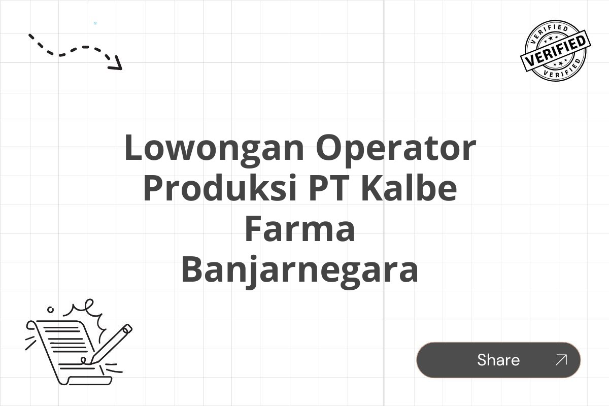 Lowongan Operator Produksi PT Kalbe Farma Banjarnegara