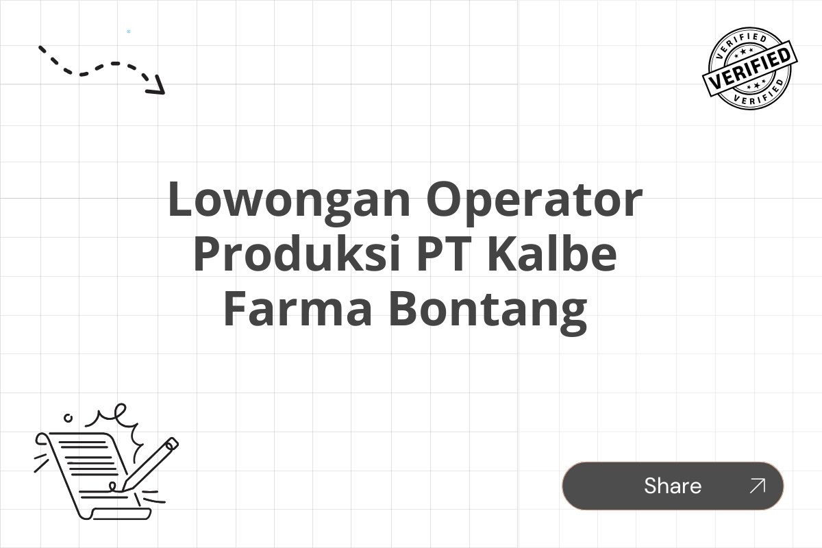 Lowongan Operator Produksi PT Kalbe Farma Bontang