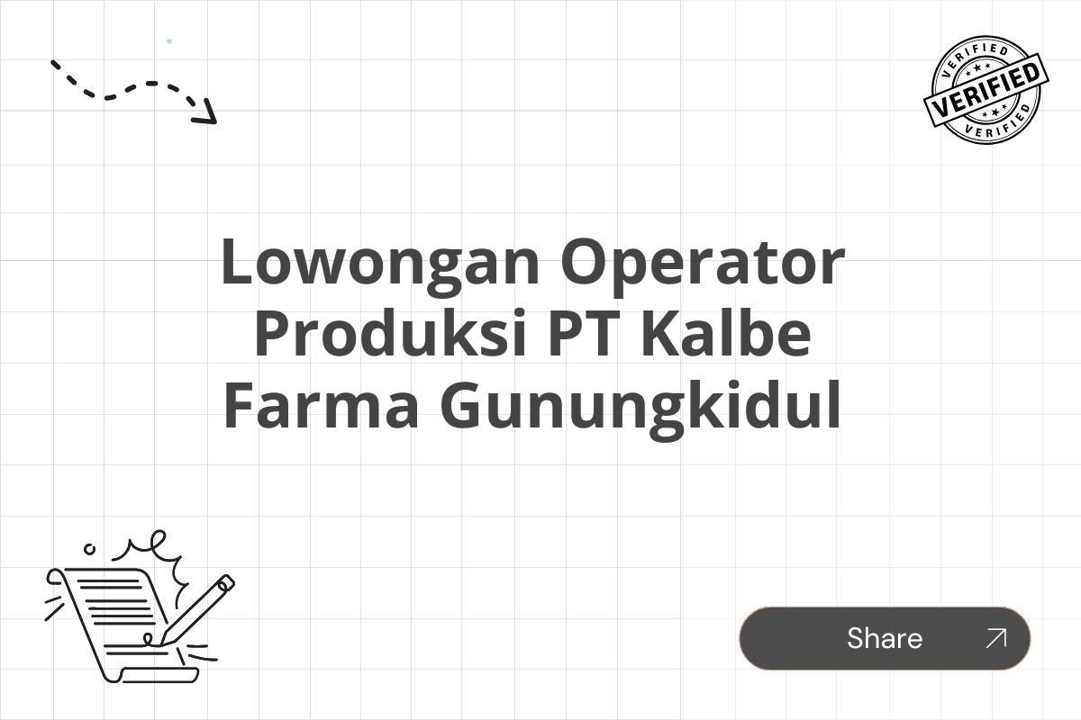 Lowongan Operator Produksi PT Kalbe Farma Gunungkidul