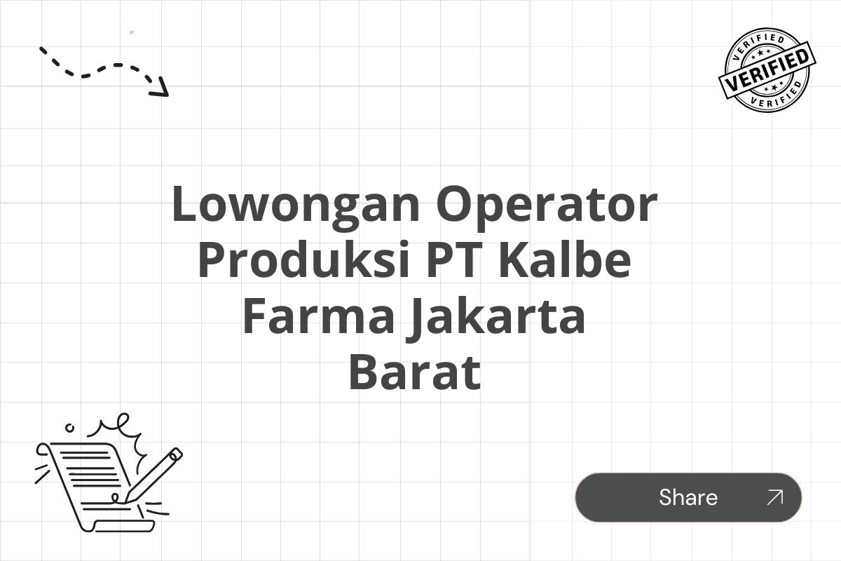 Lowongan Operator Produksi PT Kalbe Farma Jakarta Barat