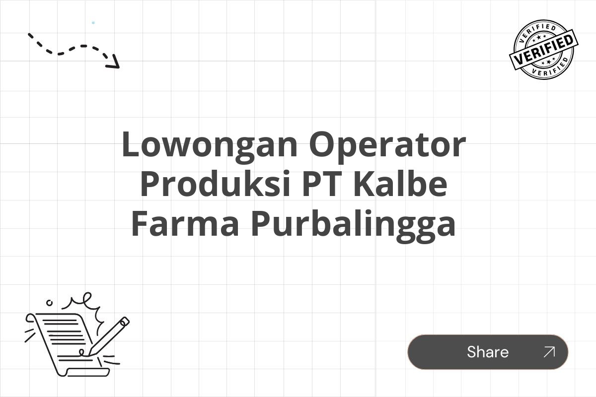 Lowongan Operator Produksi PT Kalbe Farma Purbalingga