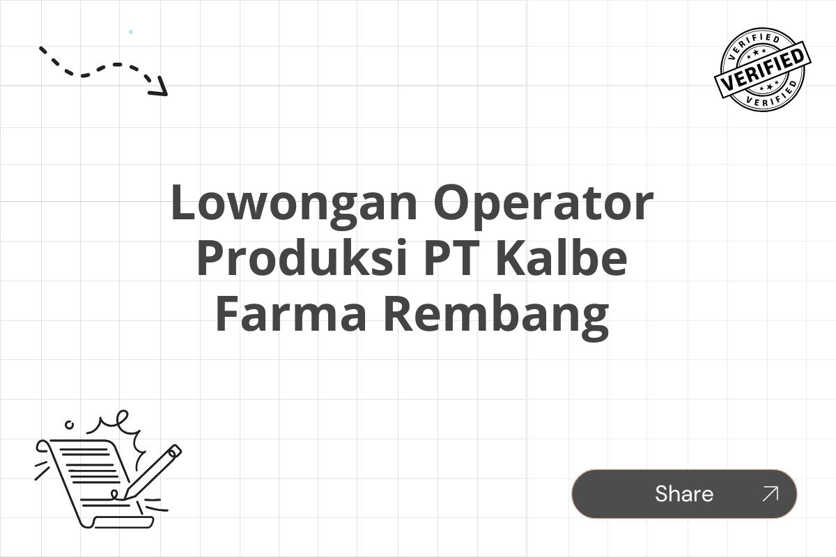 Lowongan Operator Produksi PT Kalbe Farma Rembang