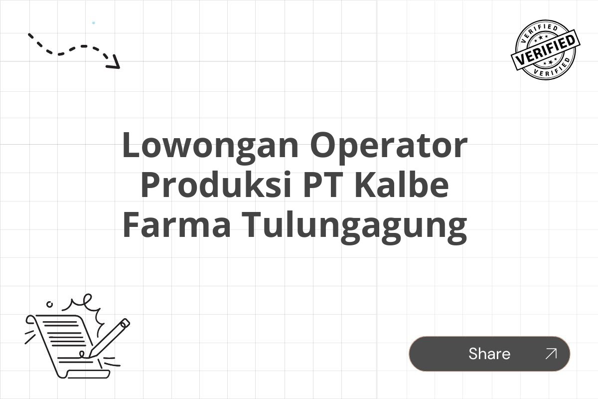 Lowongan Operator Produksi PT Kalbe Farma Tulungagung