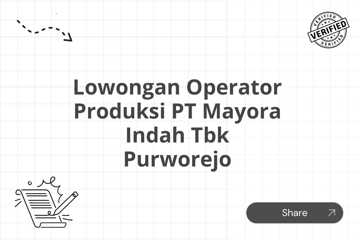 Lowongan Operator Produksi PT Mayora Indah Tbk Purworejo