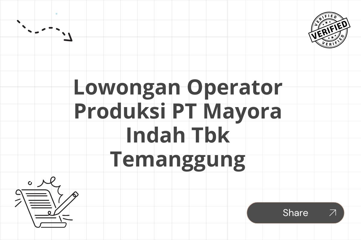 Lowongan Operator Produksi PT Mayora Indah Tbk Temanggung