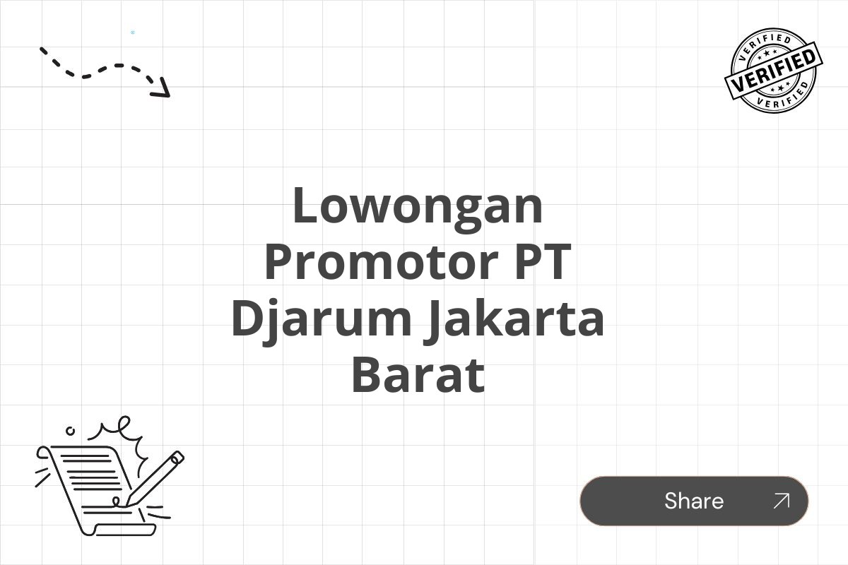 Lowongan Promotor PT Djarum Jakarta Barat