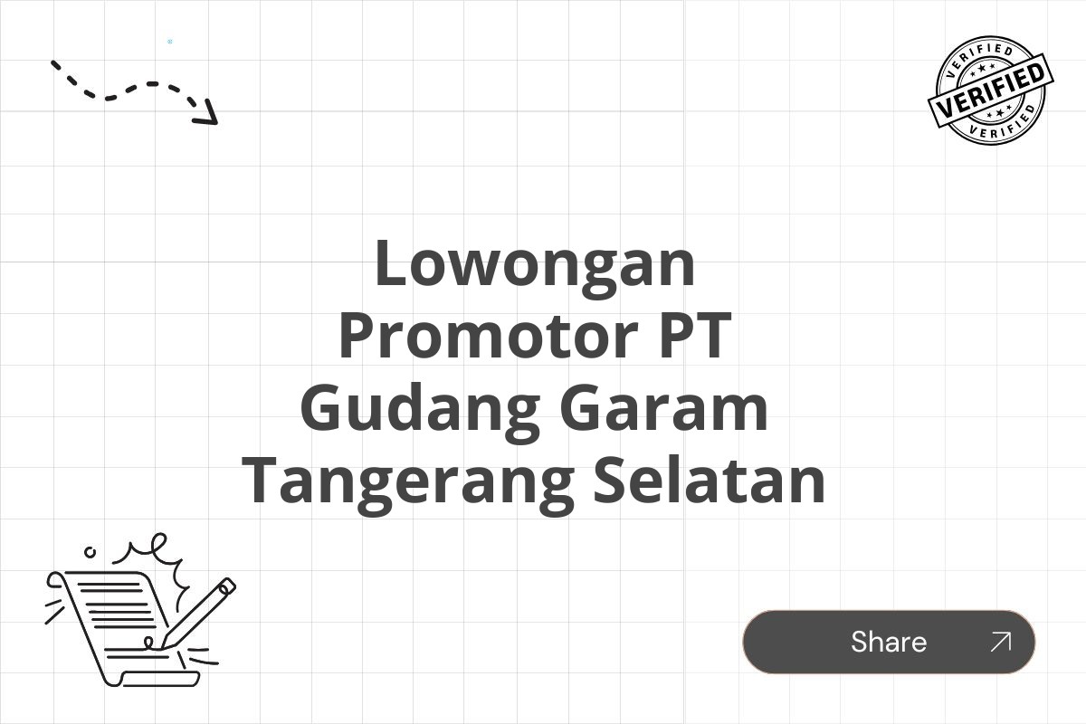 Lowongan Promotor PT Gudang Garam Tangerang Selatan