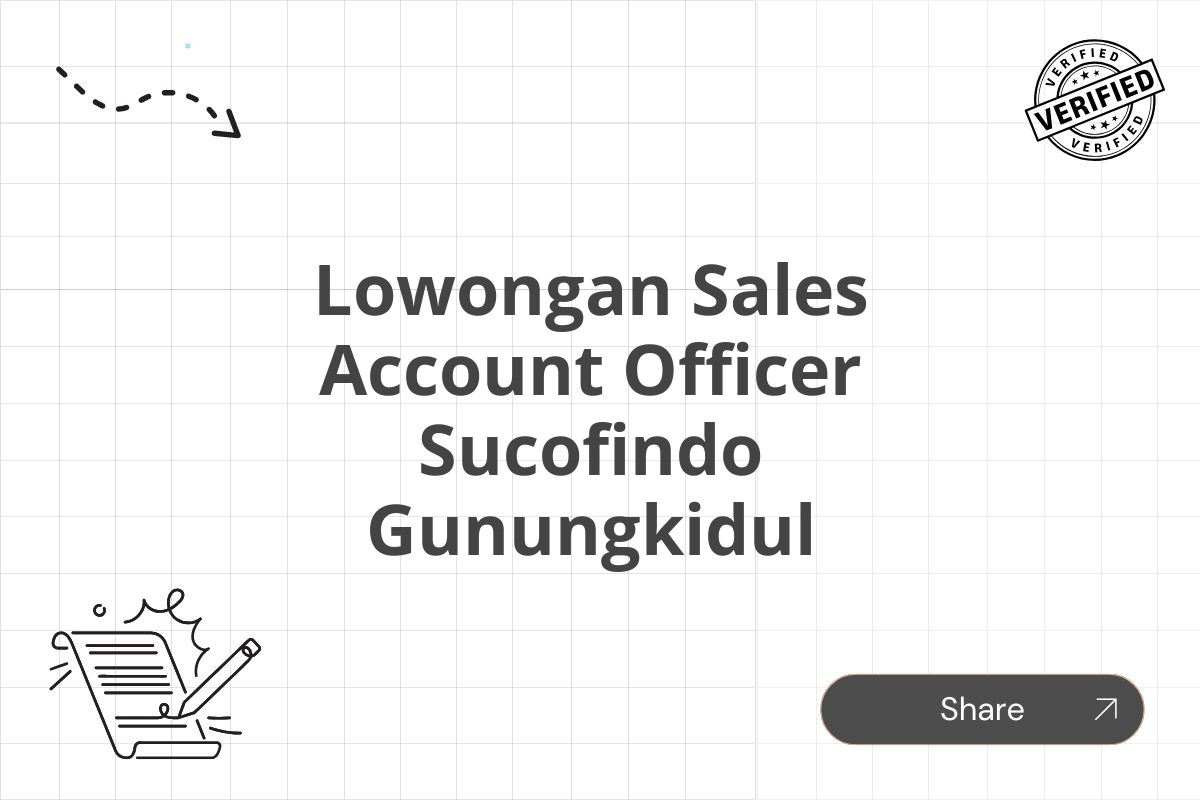 Lowongan Sales Account Officer Sucofindo Gunungkidul