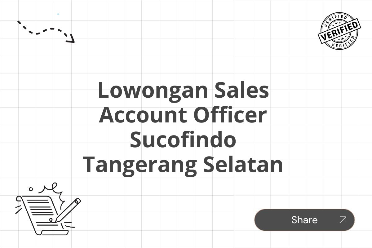 Lowongan Sales Account Officer Sucofindo Tangerang Selatan