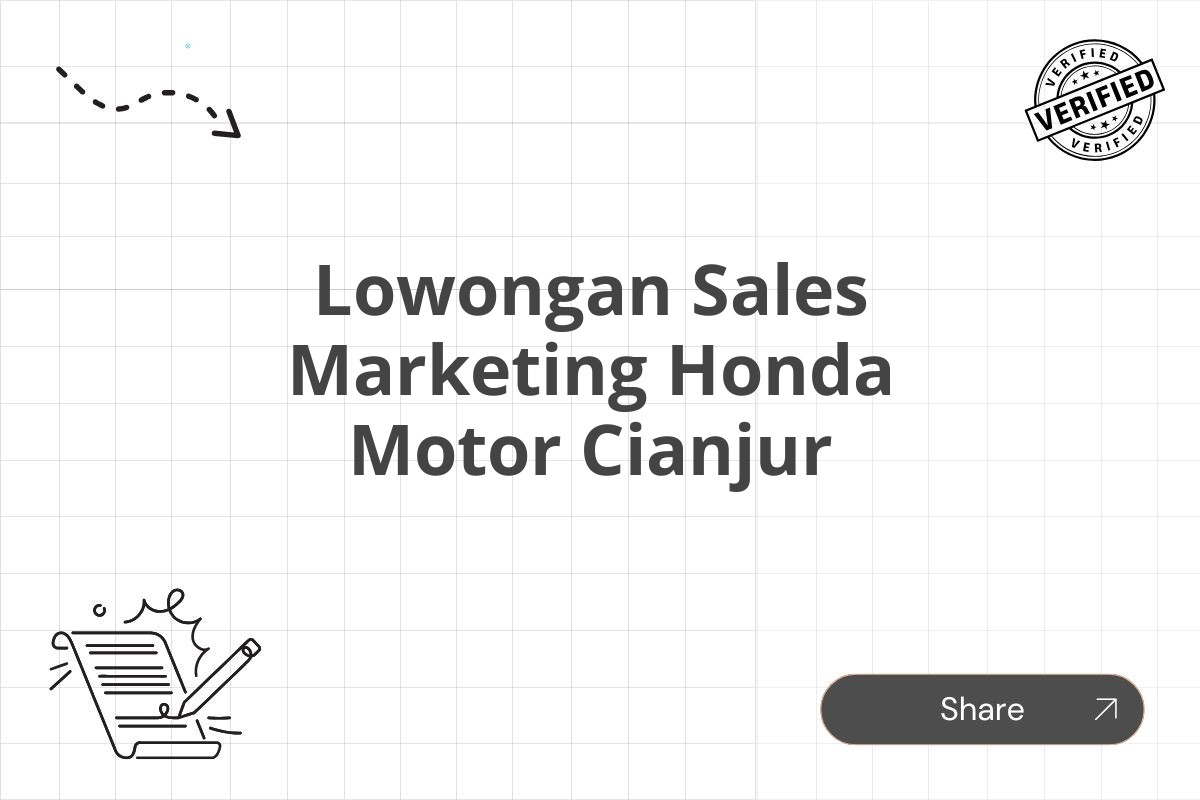 Lowongan Sales Marketing Honda Motor Cianjur