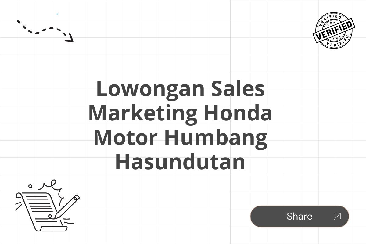 Lowongan Sales Marketing Honda Motor Humbang Hasundutan