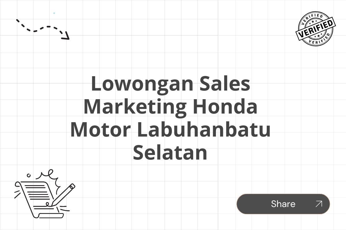 Lowongan Sales Marketing Honda Motor Labuhanbatu Selatan