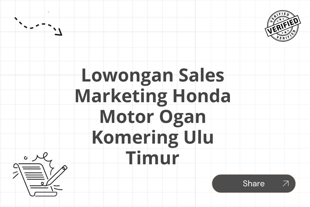 Lowongan Sales Marketing Honda Motor Ogan Komering Ulu Timur