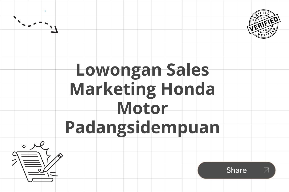 Lowongan Sales Marketing Honda Motor Padangsidempuan