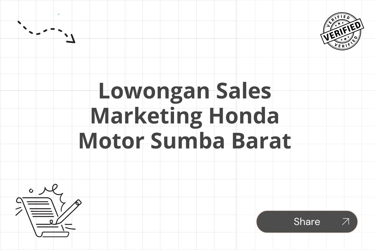 Lowongan Sales Marketing Honda Motor Sumba Barat