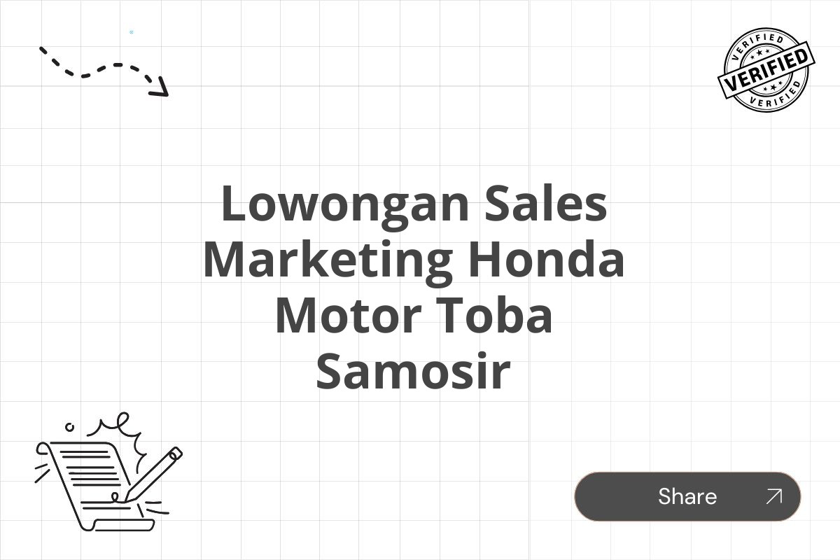 Lowongan Sales Marketing Honda Motor Toba Samosir