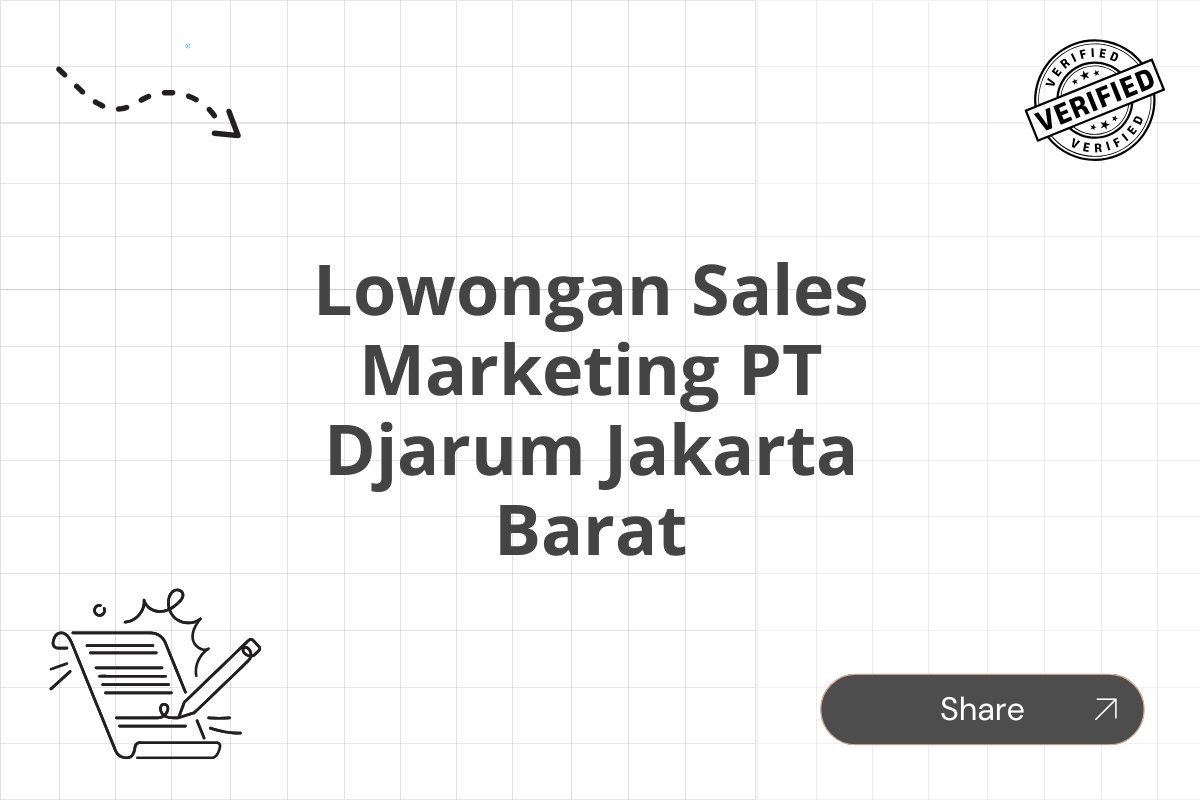 Lowongan Sales Marketing PT Djarum Jakarta Barat