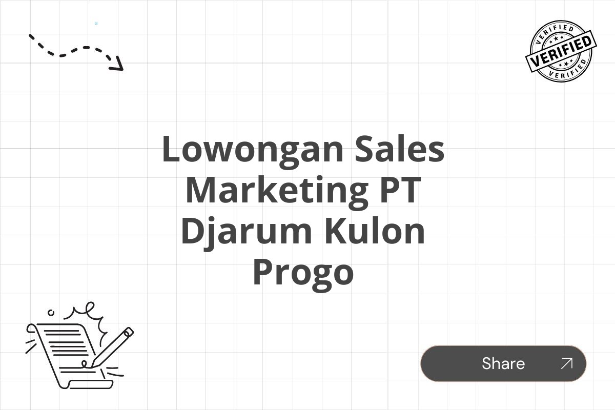 Lowongan Sales Marketing PT Djarum Kulon Progo