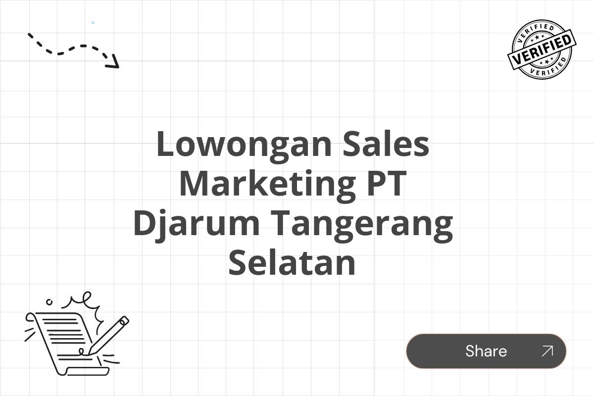 Lowongan Sales Marketing PT Djarum Tangerang Selatan