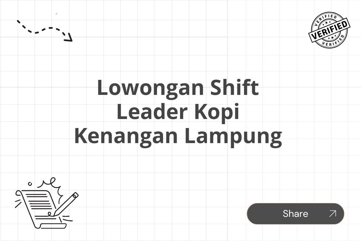 Lowongan Shift Leader Kopi Kenangan Lampung