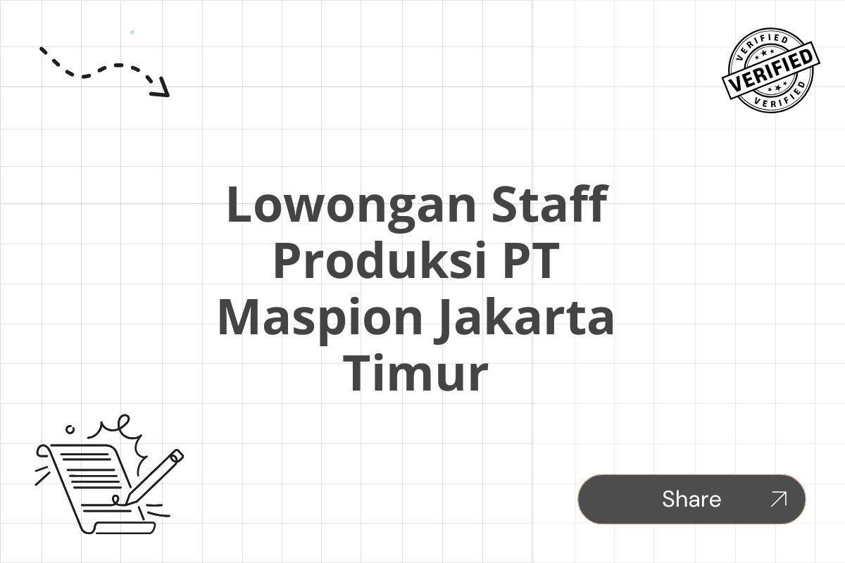 Lowongan Staff Produksi PT Maspion Jakarta Timur