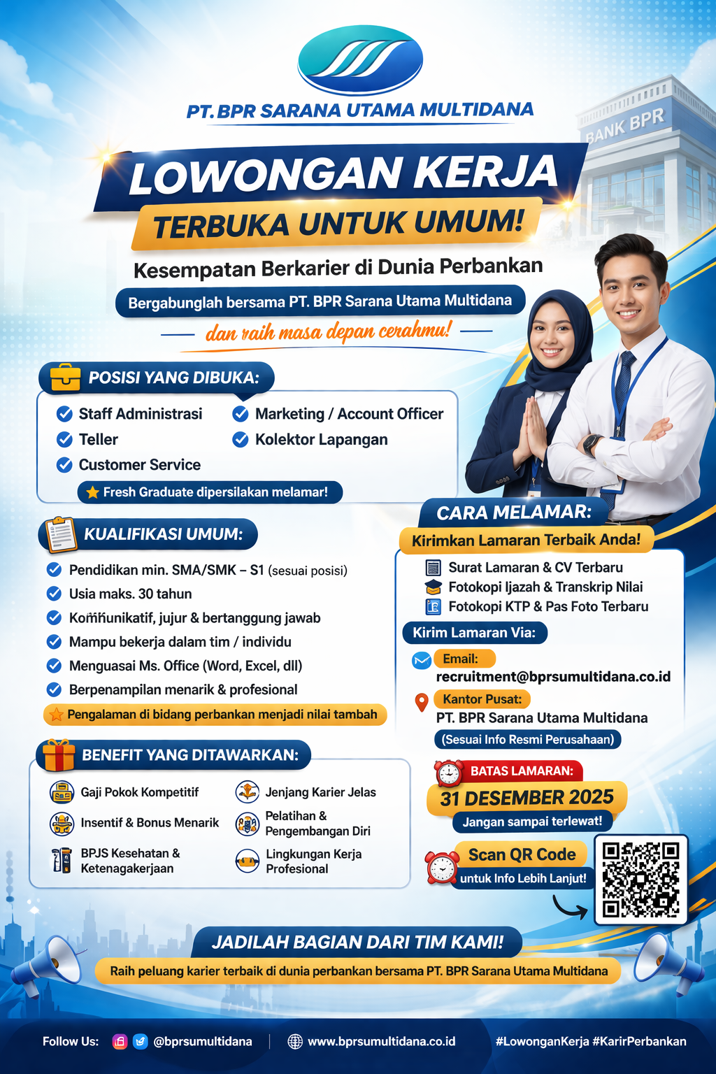 Lowongan Kerja Terbaru PT. BPR Sarana Utama Multidana